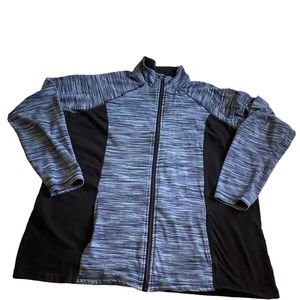 Avenue Blues Purples Black Zip Front Stretch Athletic Track Jacket